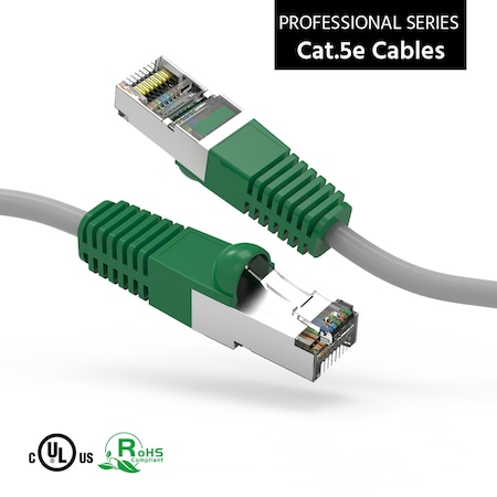 CAT5E Shielded Crossover Cable- 10Ft- Gray Wire/Green Boot